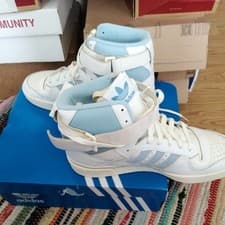Image of Size UK 10- adidas Forum 84 High White / Sky Blue. Brand New In Box.