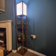 Image of Tall Floor Lamp Rustic Reading Lamp 3 Tier Storage Shelf Home Office Living Room
