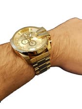 Image of DIESEL DZ4360 Mega Chief Mens Gold Tone Chronograph Watch BN In Gift Box Genuine
