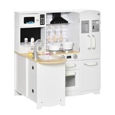 Image of HOMCOM Kids Kitchen Playset, Toy Kitchen w/ Full Accessories - White