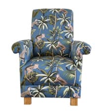 Image of Adult Armchair Fryetts Monkeys Teal Fabric Chair Nursery Animals Small Green