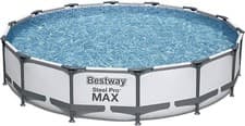 Image of Bestway Steel Pro Max Round Frame Swimming Pool with Filter Pump, Grey, 14ft