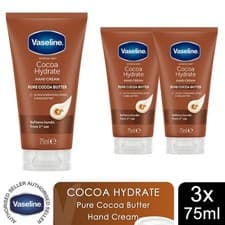 Image of Vaseline Hand Cream Intensive Care Pure Cocoa Butter Cocoa Hydrate 75ml, 3 Pack