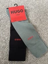 Image of Hugo Boss Finest Soft Cotton 2 Pack of Socks In Black & Green UK 5.5 - 8 Eu39-42
