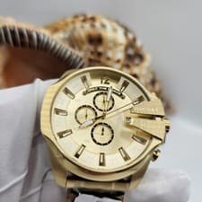Image of NEW DIESEL DZ4360 MEGA CHEF YELLOW GOLD STAINLESS STEEL MENS WATCH