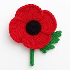 Image of CROCHET AMIGURUMI PATTERN ONLY TO MAKE REMEMBRANCE DAY VET RED POPPY