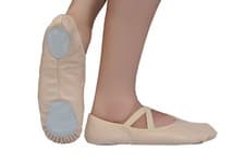 Image of Ballet Dance Shoes Pink Leather Cross Elastic half Sole Children & Adults Sizes