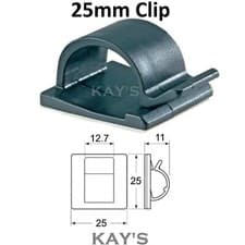 Image of SELF ADHESIVE CABLE CLIPS FOR WIRE CONDUIT BLACK WHITE NYLON 16mm 25mm 28mm