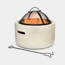 Image of Vonhaus Round MgO Cream Fire Pit Garden Patio Camping Boxed New Unused