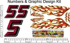 Image of R/C Vinyl Decal 1/10th Scale Bevel 2-D Red (# 5's) Graphic Flame Kit R123