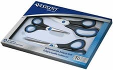 Image of Westcott Easy Grip Soft Grip Scissor - Black/Blue Pack of 3 Sizes 13cm/20cm/25cm