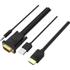 Image of HDMI To VGA Switch Cable With 3.5mm Audio Output & USB Power Supply 3m Laptop TV