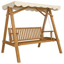 Image of Outsunny 2 Seater Wooden Garden Swing Chair Seat Hammock Bench Furniture Lounger