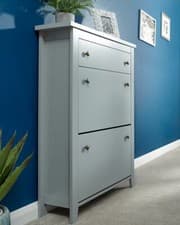 Image of Shoe Storage Cabinet Deluxe 2 Tier Drawers Hallway Tidy Organiser Rack Grey