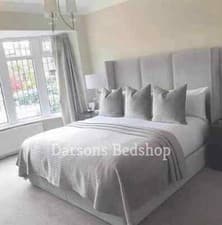 Image of Harrogate Gas Lift Ottoman Storage chesterfield Wing Bed Frame in Plush Velvet