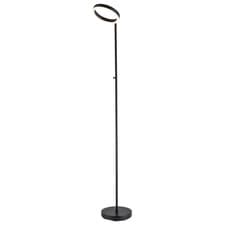 Image of Modern LED Halo Ring Floor Lamp in Matte Black with CCT Dimmer Button by Happ...