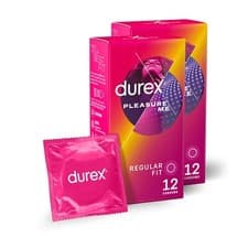 Image of Durex Ribbed and Dotted Pleasure Me Latex Condoms x 24 ( 2 x 12 pack )