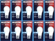 Image of x10 15W (=100W) GLS BC B22 A60 LED Light Bulb 6500K Daylight White Lamp