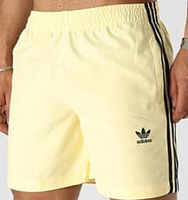 Image of ADIDAS ORIGINALS ADICOLOR 3 STRIPES YELLOW SWIM SHORTS UK MEDIUM  LAST ONE NEW