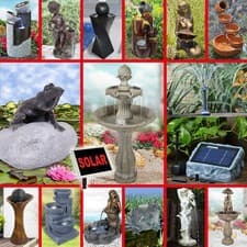 Image of SOLAR WATER FEATURE SOLAR FOUNTAIN GARDEN OUTDOOR CASCADE PUMP WITH LED