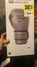 Image of Everlast Powerlock Boxing Gloves Grey / Black Adults 10oz Boxed New