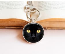 Image of Black Cat Key Ring - Black Cat Gift - Cat Mum Cat Dad Key Ring - Cat Lovers