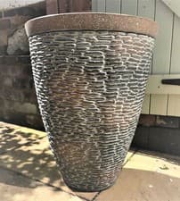 Image of Rustic Tall Stone Effect Garden Planter | 44cm -