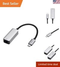 Image of USB-C to Gigabit Ethernet Adapter - Portable Aluminium Design, 10/100/1000 Mbps