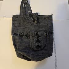 Image of Mr. Pinzon Backpack Grey Color Aztec Mexican Drawstring Boho Woven Bag
