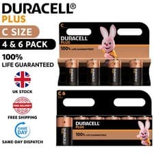 Image of Duracell C SIZE PLUS POWER 100% LIFE ALKALINE BATTERIES LR14 MN1400 LONG EXPIRY
