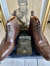 Image of Loake 1880 Bosworth Brown Grain & Calf Leather. Brogue Boots Shoes UK 10.5