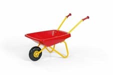 Image of Kids Plastic Wheelbarrow – Red – Metal Frame, Rubber Grip Handles, 25kg Capacity