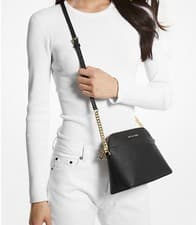 Image of Michael kors Dome Shaped Crossbody Bag In MK Black New + gift bag❤️💕