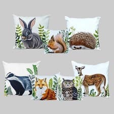 Image of Woodland Animal Cushion Cover Double-Sided 45cm x 45cm
