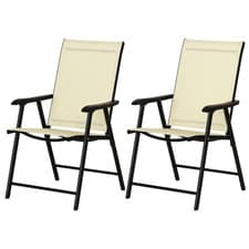 Image of Outsunny 2-PCS Garden Armchairs Outdoor Patio Folding Modern Furniture Beige