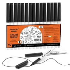 Image of Art Ultra Fine Tip Whiteboard Pens, 15 Pack Black Whiteboard Markers
