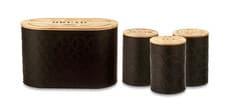 Image of 4Piece Airtight Bread Bin Canister with Mug Tree & Roll Holder Storage Organizer
