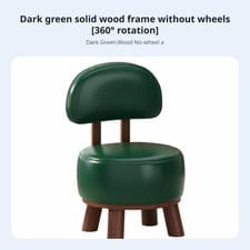 Image of Upholstered wheeled Stool with rear supportrest Padded padding for Home,