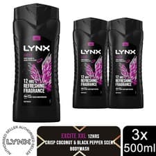 Image of Lynx Excite 12H Refreshing Fragrance Shower Gel Bodywash, 3x 500ml