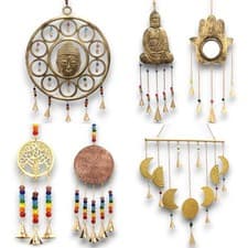 Image of Indian Wind Chimes Brass Bells Handmade Garden Home Wall Hanging Mobile Ornament