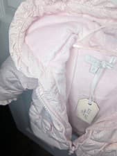 Image of Adorable Baby Pink Coat with Frills and Bows 3m-6m-9m Available BNWT
