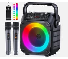 Image of Karaoke Machine with 2 Wireless Microphones Portable Bluetooth Rechargeable K9-M