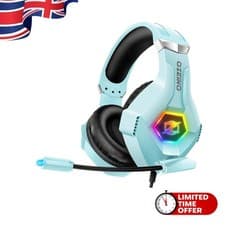 Image of Comfort-Focused Gaming Headphones with 3D Sound & Adjustable Design, Light Blue