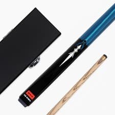 Image of BCE MARK SELBY SAPPHIRE 2 Piece Ash Pool Snooker Cue & BLACK ATTACHE Hard Case