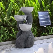 Image of Solar Powered Water Fountain LED Garden Patio Waterfall Statues Water Feature