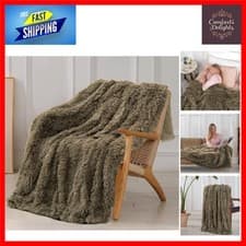 Image of Luxurious Faux Fur Shaggy Throw Blanket, Reversible Plush Warm 50"x60"