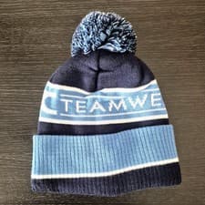 Image of Team Wear Knitted Beanie Hat Blue Navy White Stripe One Size