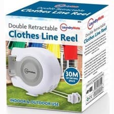 Image of 30m Retractable Clothes Reel Double Washing Line Wall Mounted Outdoor