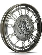 Image of Moving Gears Wall Clock 53.5cm Black Sliver Arabic Numbers|Unique Vintage Design
