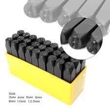 Image of 3mm-12.5mm Letter Punch Set Alpha Carbon Alloy Steel Punches Craft Tool Kit